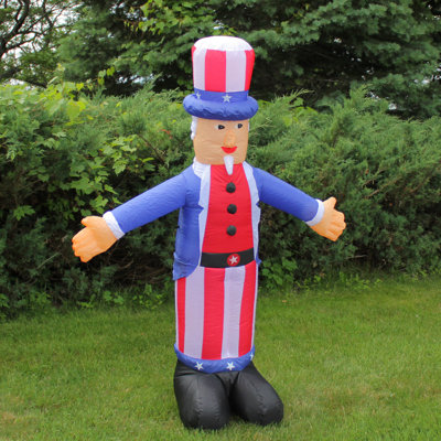 Inflatable White and Red Lighted Standing Uncle Sam Outdoor Decor 70-Inch