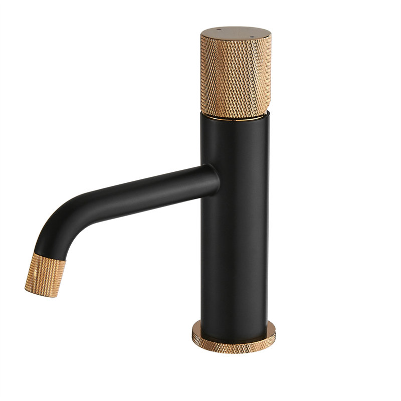 Single-Hole Single-handle Bathroom Faucet, Matte Black/Brushed Gold