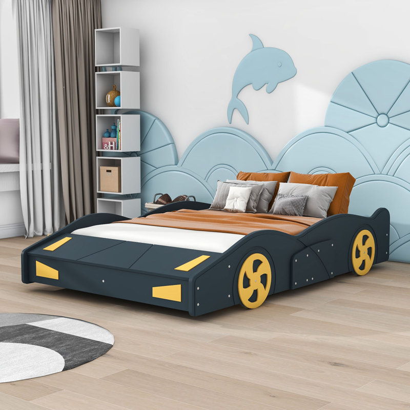 Akkie Platform Storage Bed Dark Blue