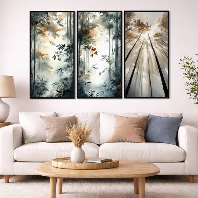 Sunlit Canopy Rainforest – Forest 3 Panel Canvas Print