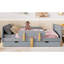 Lit double en bois massif gris avec tiroirs de rangement, garde-corps, petite tablette, crochets et plateforme de support à lattes perméable à l'air-1994345509-1994345511