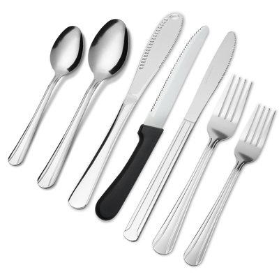 25-Piece Stainless Steel Cutlery Set for 4 – Complete Tableware with Dinner Knives, Forks, Spoons, Salad Forks, Steak Knives & Butter Knife, 430 Stainless Steel with PP Handles