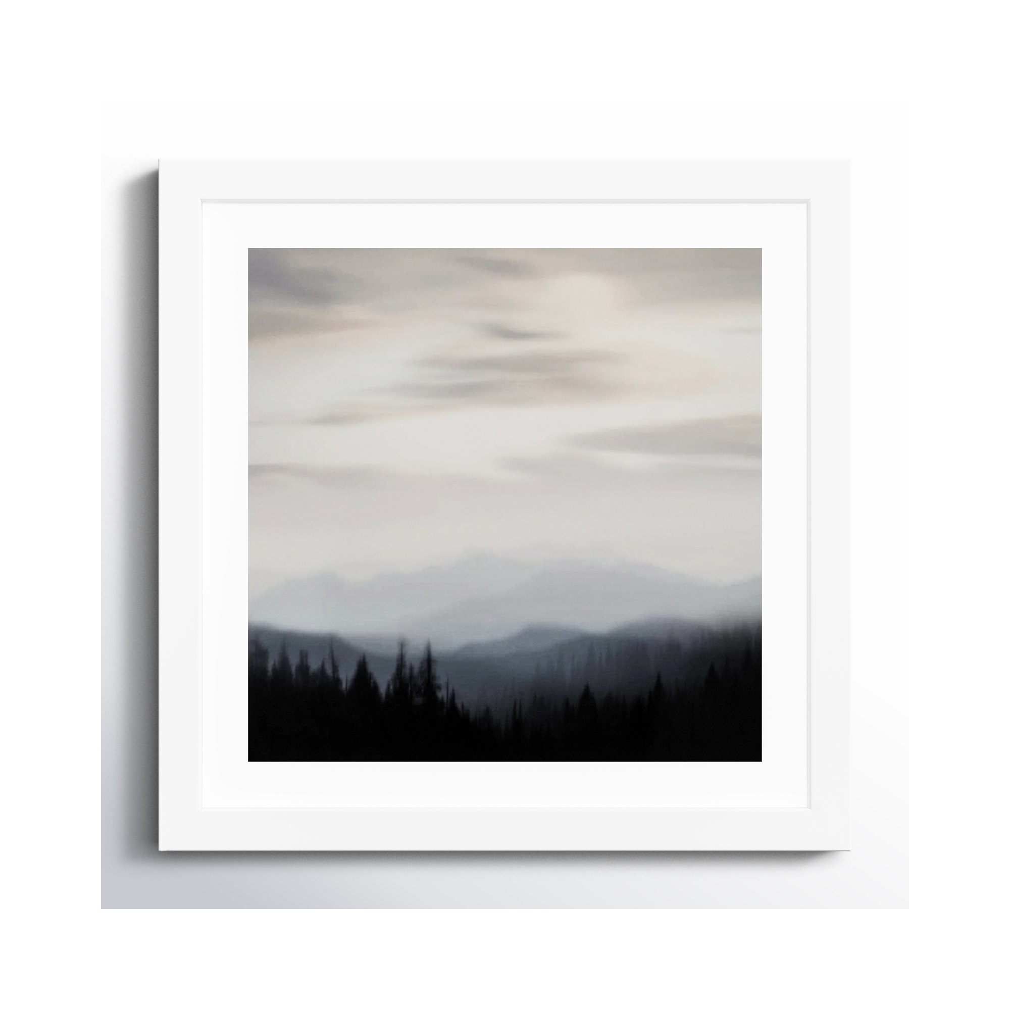 Mountain Vista II by Madeline Clark, White Framed Paper, 13.12" H x 13.12" W x 0.88" D