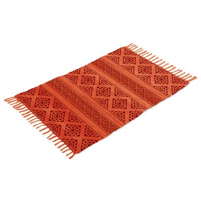 Tapis intérieur / extérieur rouge en coton tressé à la main 2 pi x 3 pi John-Jordan