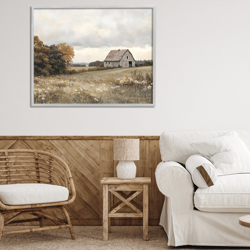 Giclée encadrée Meadow Autumn Barn Meadow, design par LSR Design Studio, Estampe numérique Farmhouse, H 24 po x l 30 po