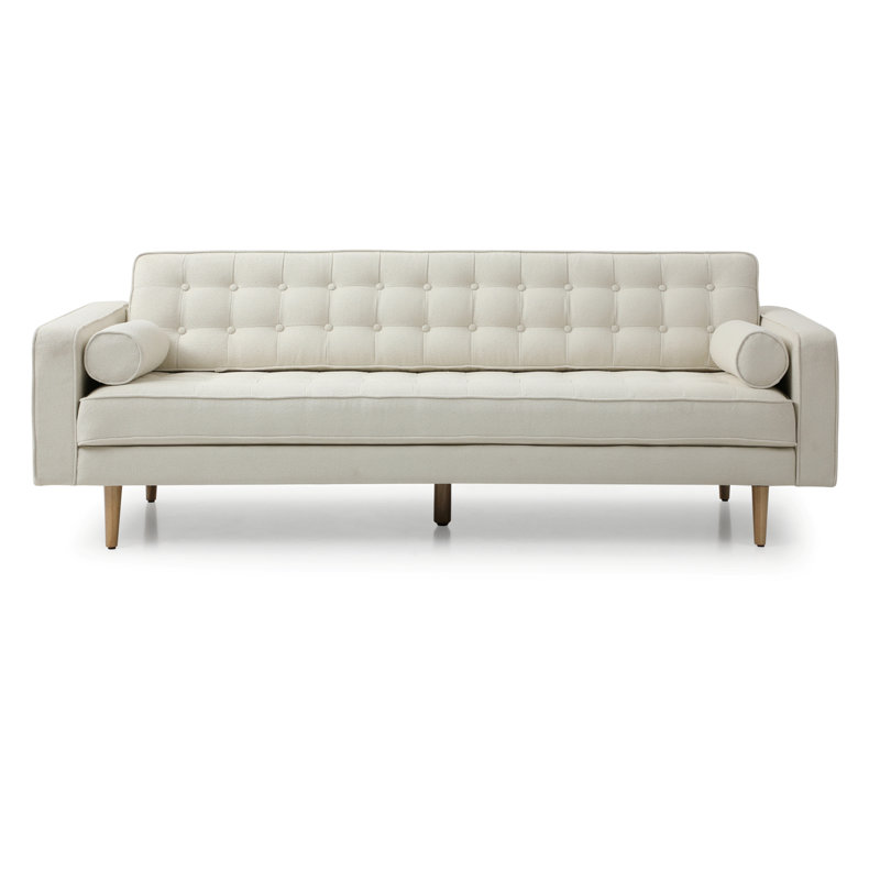 Canapé à accoudoirs carrés 85 po avec coussins réversibles Pritchett, Polyester blanc