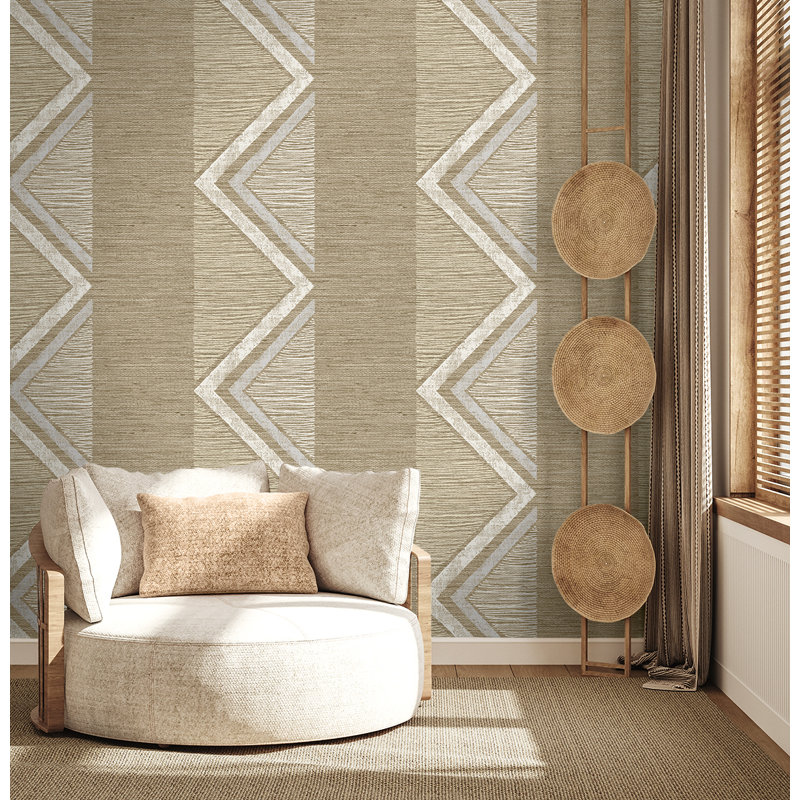 Papier peint non tissé à chevrons bleu non tissé Designs Aegean, Beige
