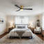 52" Solid Wood 3-Blade Low Profile Ceiling Fan With Integrated LED Light, DC Motor, Smart Remote Control & Reversible Airflow-612094149-612094171