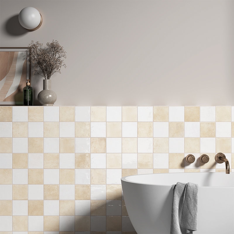 Carreau de porcelaine brillant 4 "x 4" Vela, Checkerboard Clean & Home