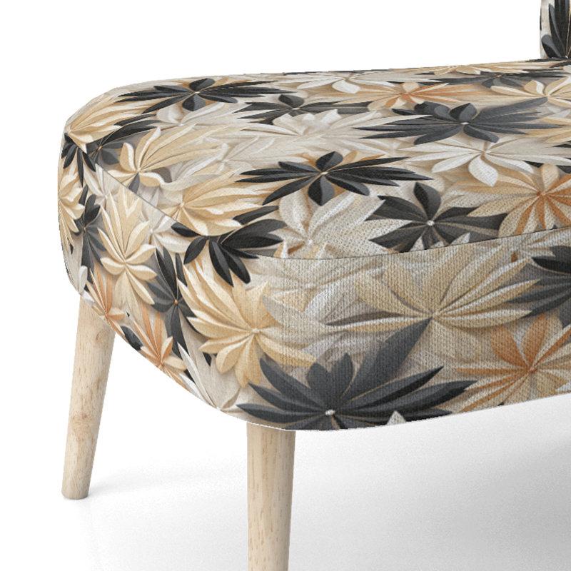Fleurs blanches et noires minimalistes Serenity - Chaise d'appoint rembourrée Cottagecore, chaise d'appoint Cottagecore