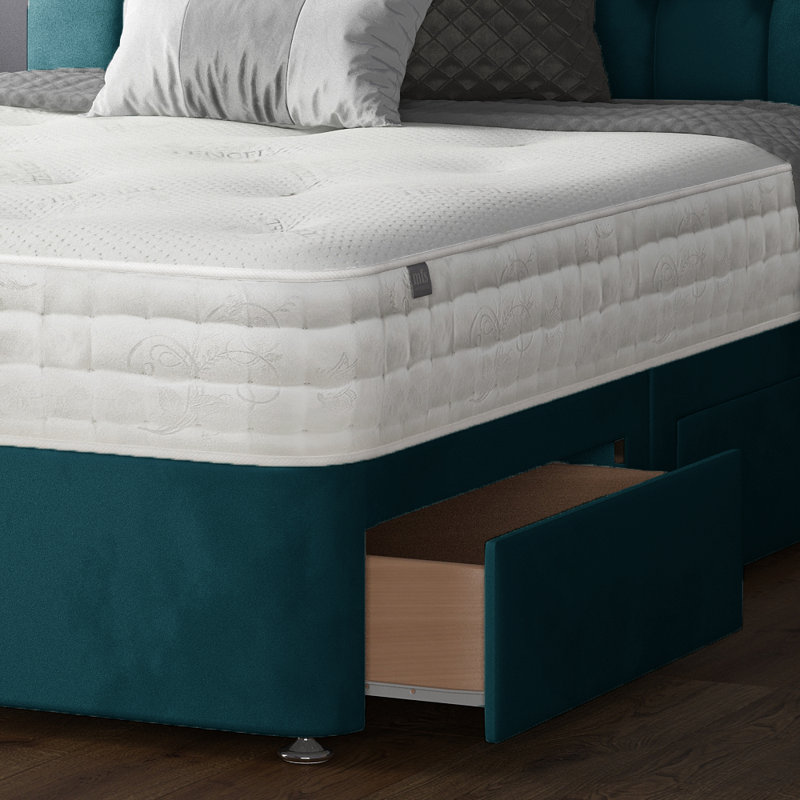 Fales Upholstered Bed, Single (3'), Mallard, 2 Left Drawers