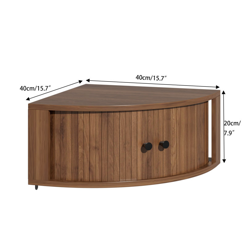 Corner Shelves Wall Cabinet Set Of 3, Curved Floating Corner Accent Cabinet With Sliding Doors