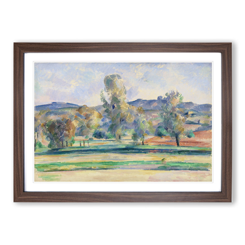 Autumn Landscape by Paul Cezanne - Picture Frame Painting, 27cm H x 36cm W x 2cm D, Walnut