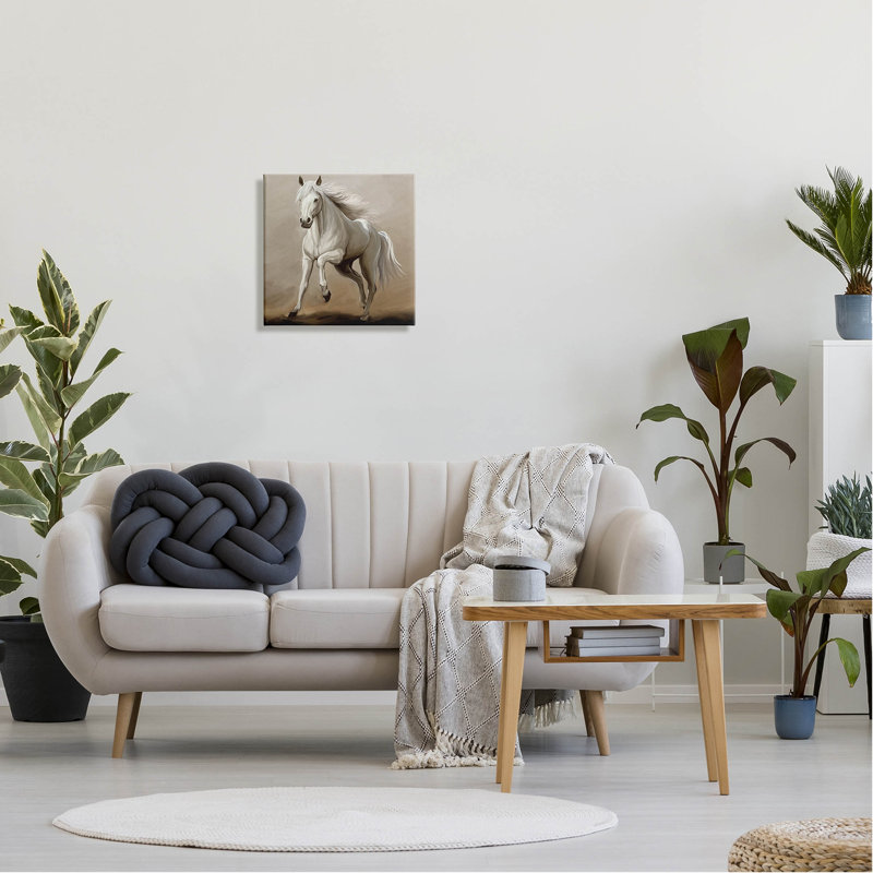 Cheval au galop, étalon blanc, art mural par Ziwei Li, H 17 po x l 17 po x P 1,5 po