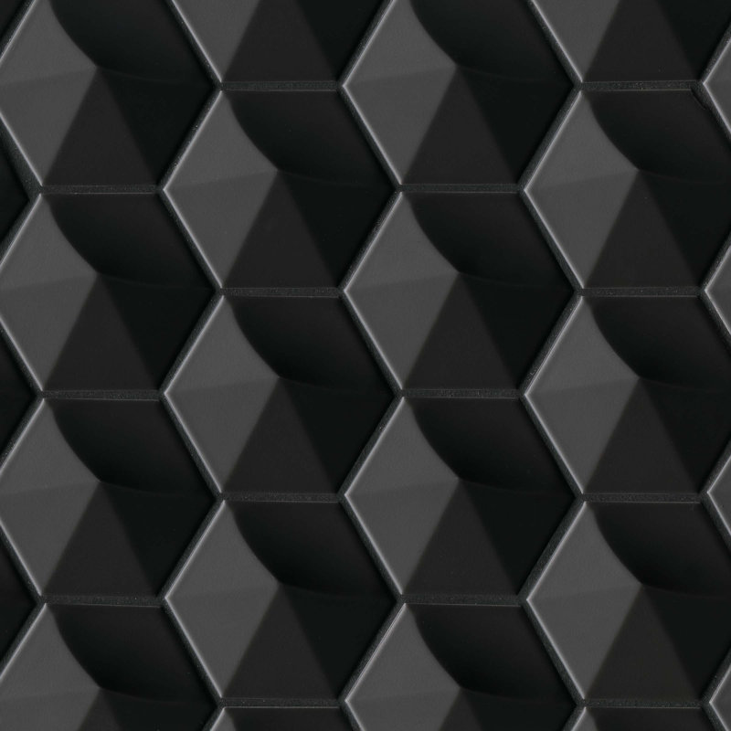 Hedron 4" x 5" Ceramic Tile, Black