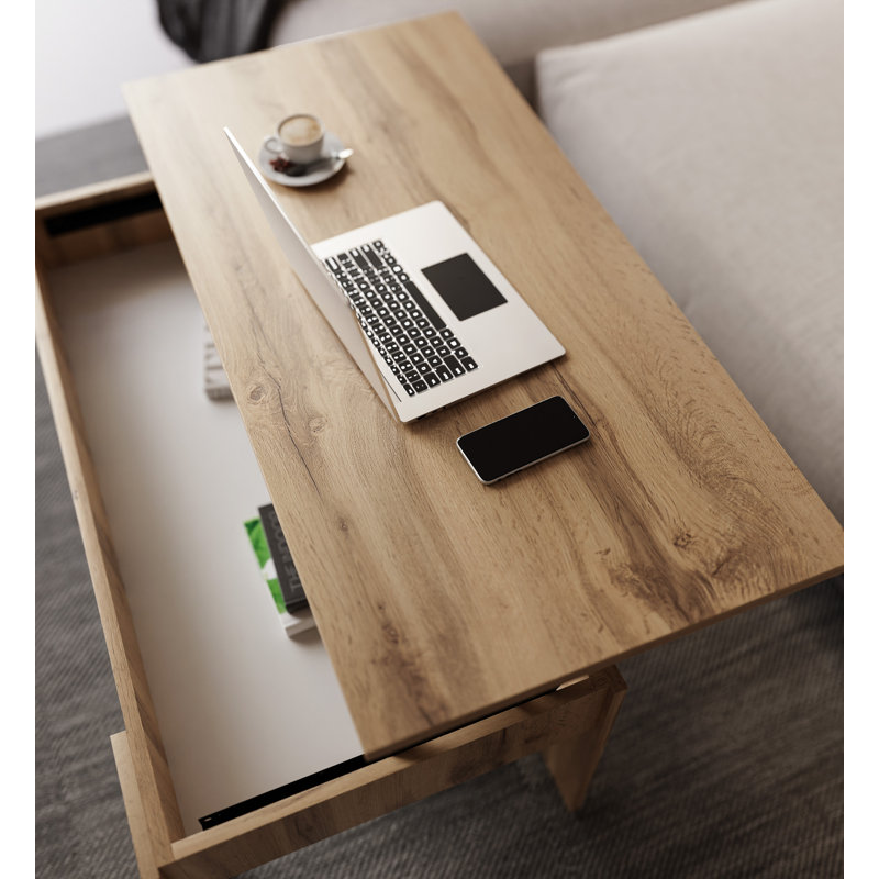 Helenmae Height-Adjustable Coffee Table with Storage, Wotan Oak