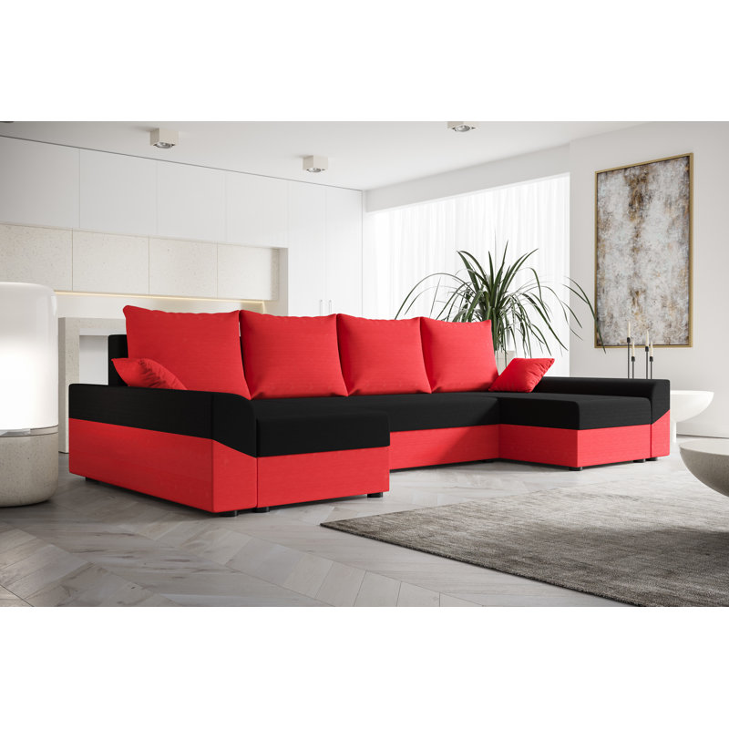 Bagdat 4 Seater Corner Sofa , Black/Red - Sawana14/Sawana13