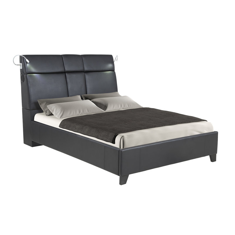 Christal Upholstered Standard Bed, Queen, Black