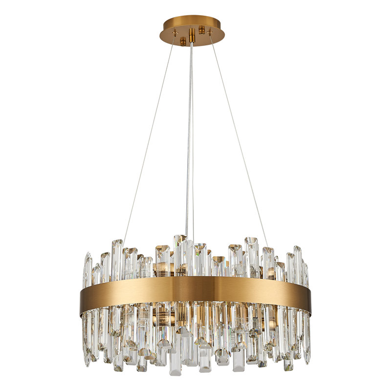 Lustre en cristal Marais, H 9,8 po x l 19,7 po x P 19,7 po, Doré