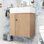 Meuble-lavabo de salle de bain avec lavabo en céramique et rangement à gauche