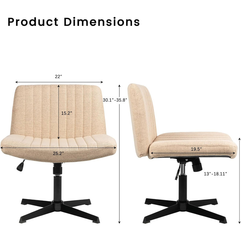 Criss Cross Chair,Comfy Cross Legged Office Desk Chair No Wheels,Modern Fabric Swivel Adjustable Height Mid Back Wide Seat for Home Office Computer