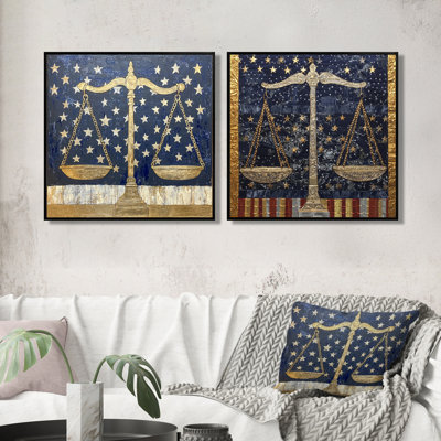 2 pièces de la Constitution de la convention de Balance of Liberty in USA I - Patriotiste des États-Unis - Art mural moderne