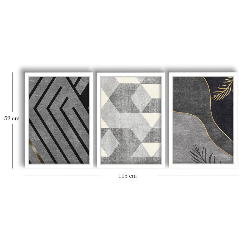 Elegant Decorative Framed MDF Paintings (3 Pieces), 15.0 x 20.9 Inches | 100% MDF with 0.11-Inch Thickness, 100% Wooden Frame with 0.87-Inch Thickness | Perfect for Home Décor, Living Room & Office Spaces