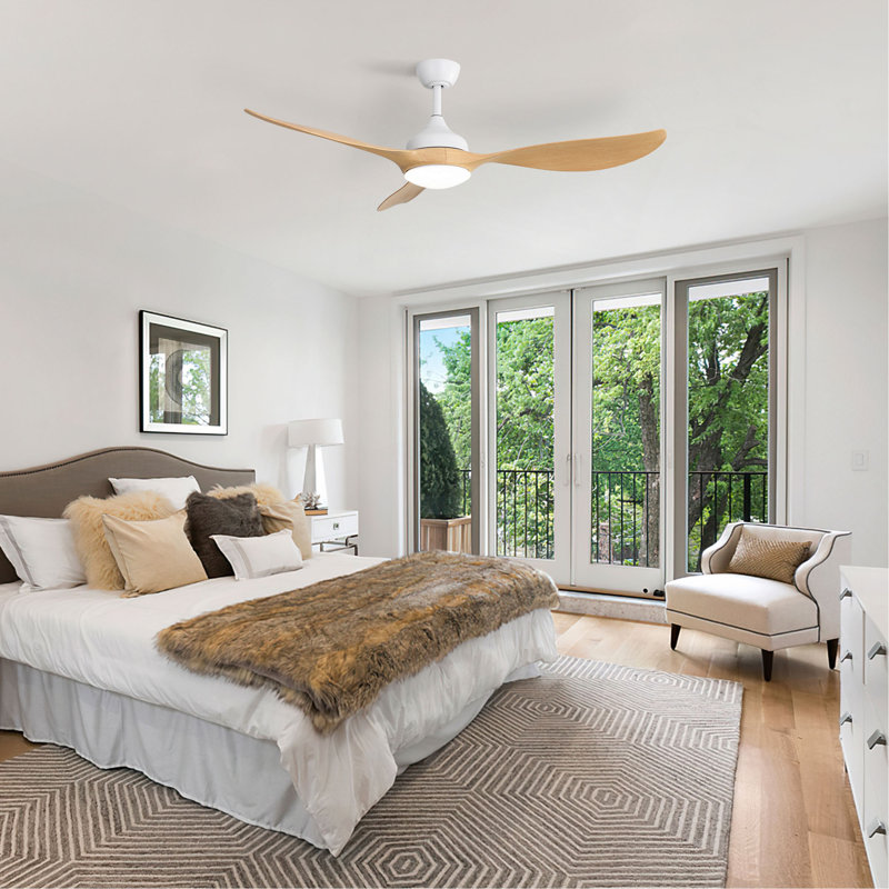 Ventilateur de plafond moderne 56 pouces à DEL à intensité variable, silencieux et réversible pour l'intérieur et l'extérieur