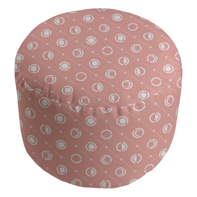Upholstered Pouf, Red/White