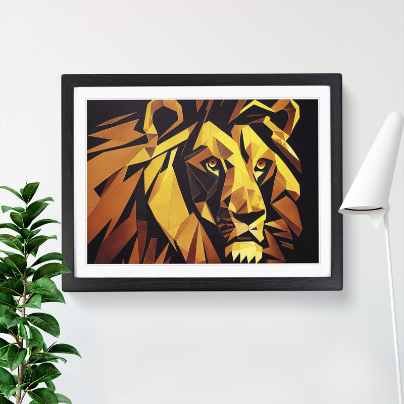 Epic Lion Abstract - Framed Print, Black, 46cm H x 64cm W x 2cm D