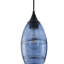 Luminaire suspendu en forme de larme noire 1 lumière avec abat-jour en verre bleu