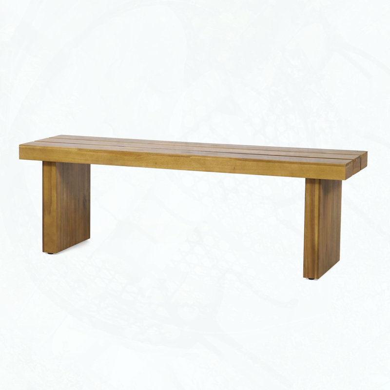 Banc à lattes en bois d'acacia rustique avec pieds blocs