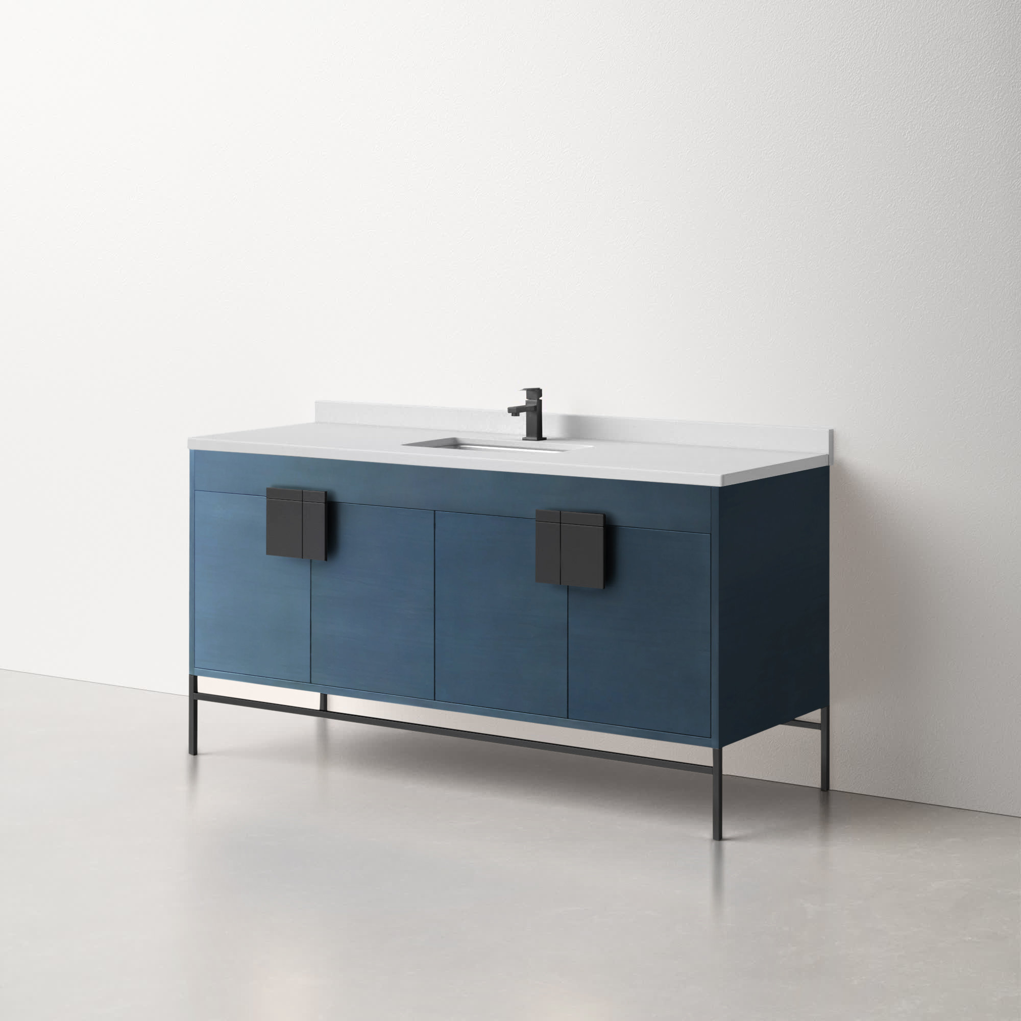 Maisie 60'' Single Bathroom Vanity, Black, Blue