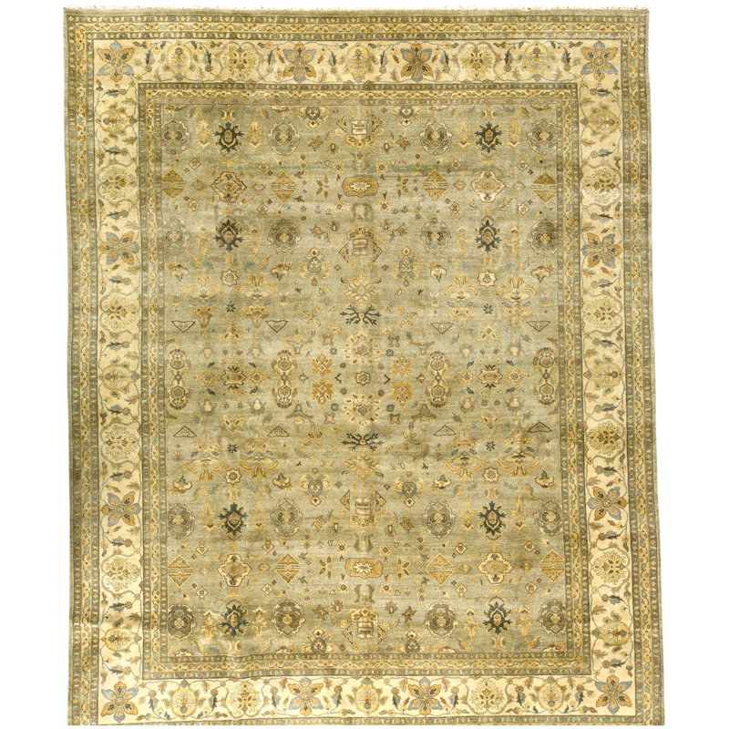 High-Quality Hand-Knotted Ivory And Gold Area Rug