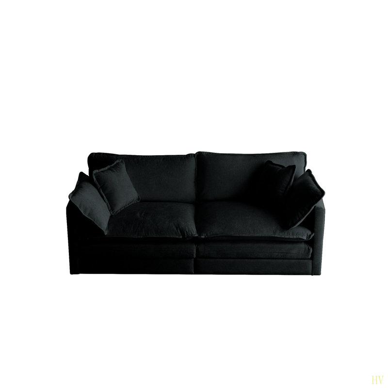 Canapé-causeuse moderne en tissu de 2 places avec canapé et 4 coussins, Noir