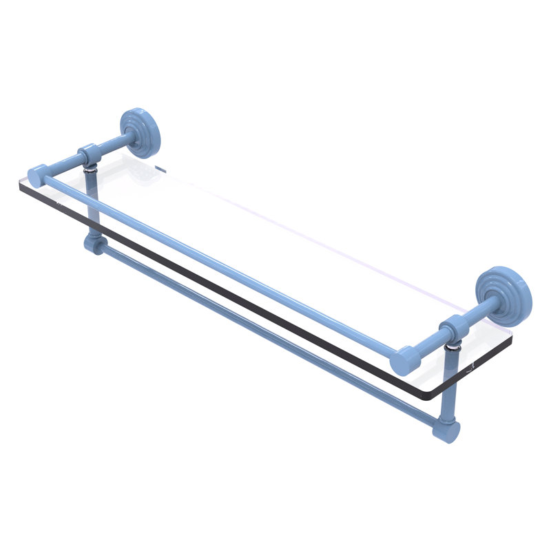 Tablette en verre avec barre à serviettes, H 5 po x l 22 po x P 5 po, Bleu troll plat