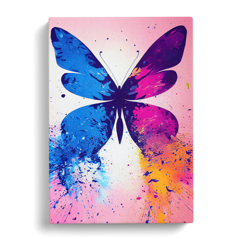 Paint Splash Butterfly No.3 Abstract - Wrapped Canvas Print, 50cm H x 35cm W x 3cm D