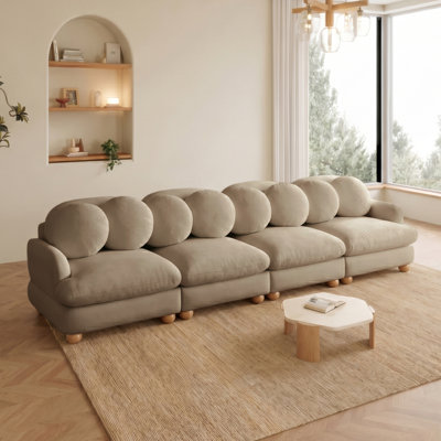 Comfy Large Modular Sectional Sofa, 4-Seater Deep Seat Couch with 8 Throw Pillows,for Living Room, Bedroom and Apartment