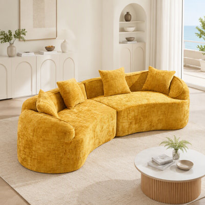 Canapé beige courbé et compressé, conception créative de style nordique pour le salon, confortable, doux et adapté à de multiples cas de figure