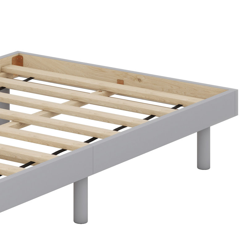 Base de lit plateforme flottante de conception moderne, Gris, Lit simple