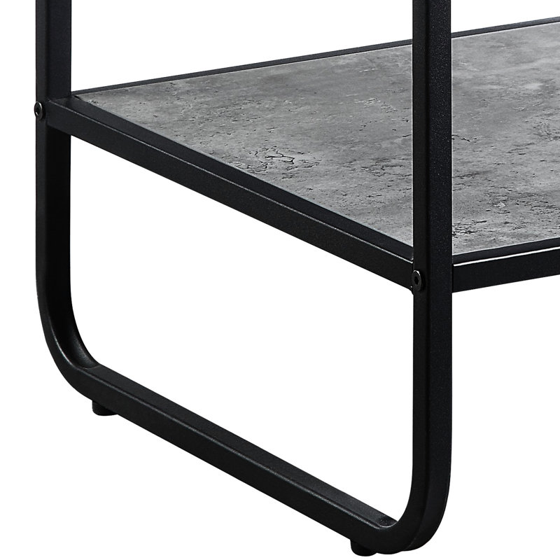 Stylish Black And Gray End Table With Composite Wood Body Modern + Grey Storage Space For Accessories