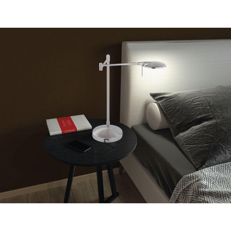 Millsap Adjustable Metal USB Desk Lamp, Satin Nickel