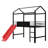 Twin Size Metal Loft Bed With Guardrails And Two-Sided Writable Chalkboard, House Bed With Slide, Roof For Kids,Teens-123140286