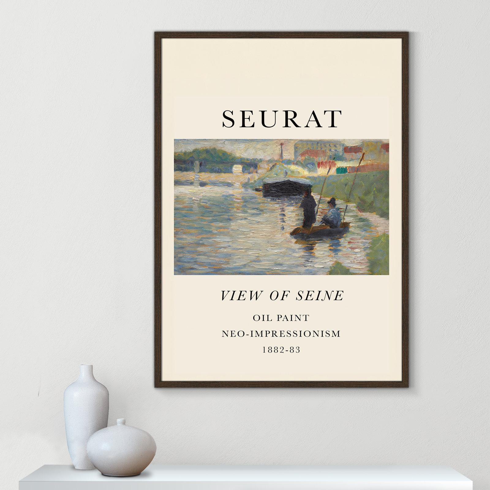 View Of Seine by Georges Seurat, No, Walnut Single Picture Frame, 41.5" H x 29.5" W x 0.75" D