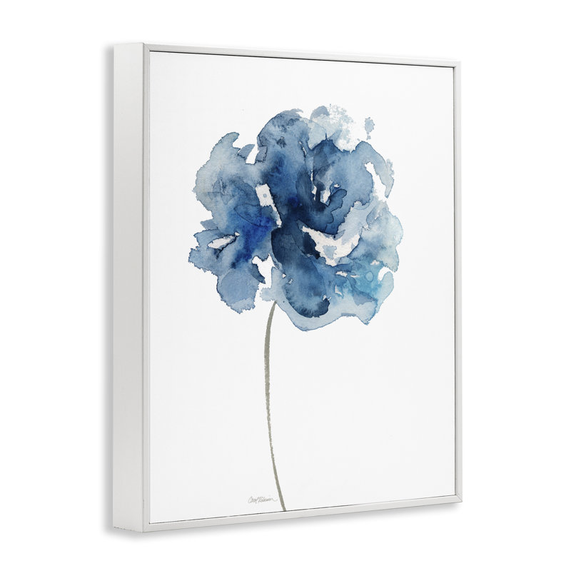Giclée abstraite à la rose bleue, design par Carol Robinson, H 20 po x l 16 po, Estampe numérique encadrée blanc bord de mer