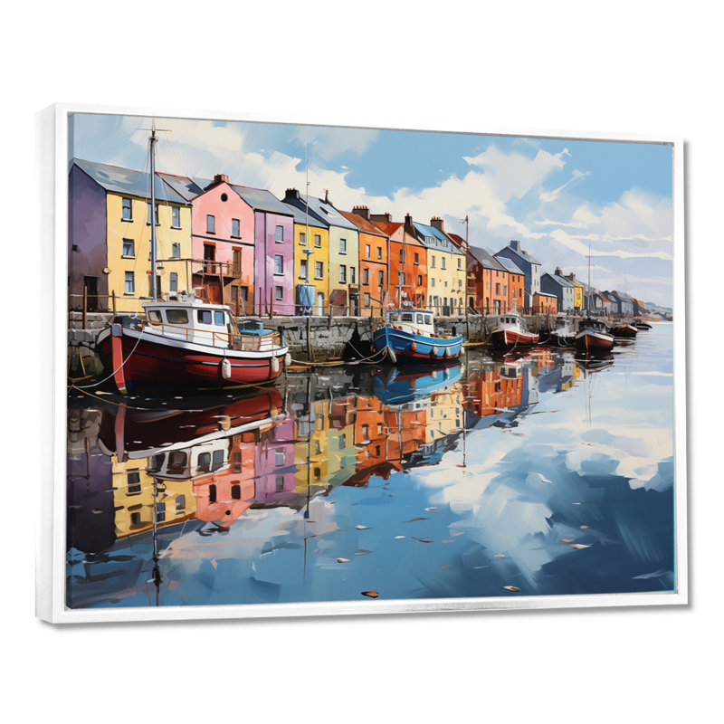 «Ireland Harbor Reflectionsan Acrylique I», reproduction encadrée, H 16 po x l 32 po x P 1 po, White Floater Framed