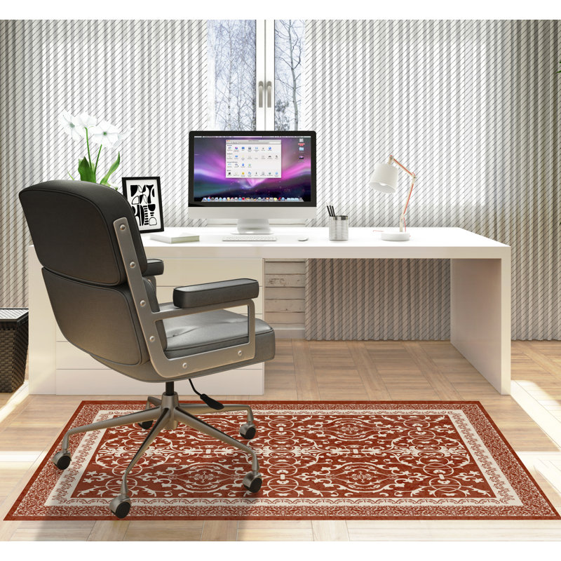 Tapis de chaise rectangulaire à poils courts Rao, L 36 po x L 60 po, Épice
