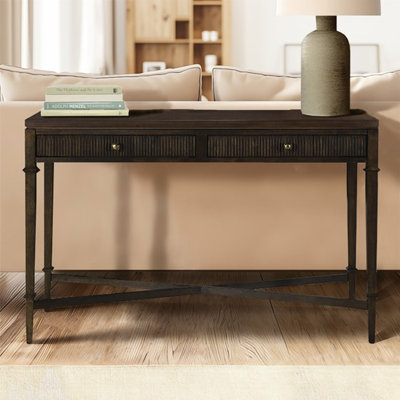 Console cannelée classique brun foncé à 2 tiroirs - convient parfaitement au vestibule 2