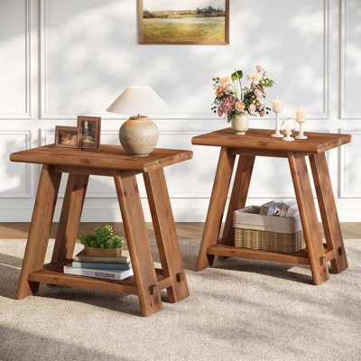Ensemble de 2 tables de bout en bois massif