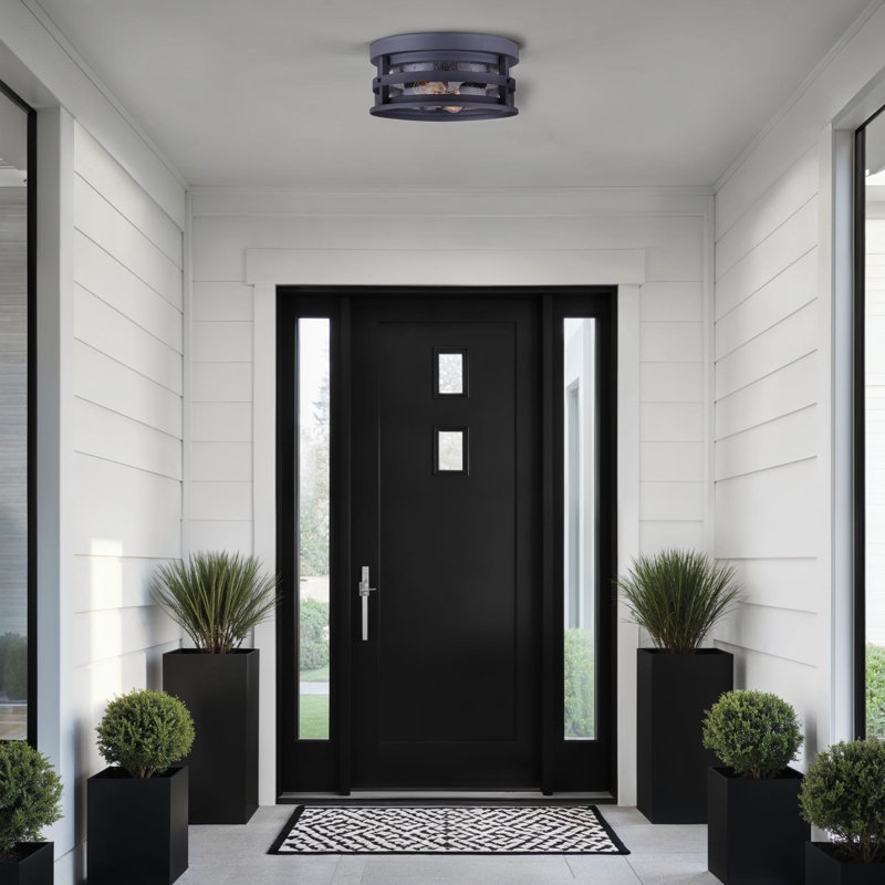 Wilhite Matte Black 2 - Bulb Outdoor Flush Mount